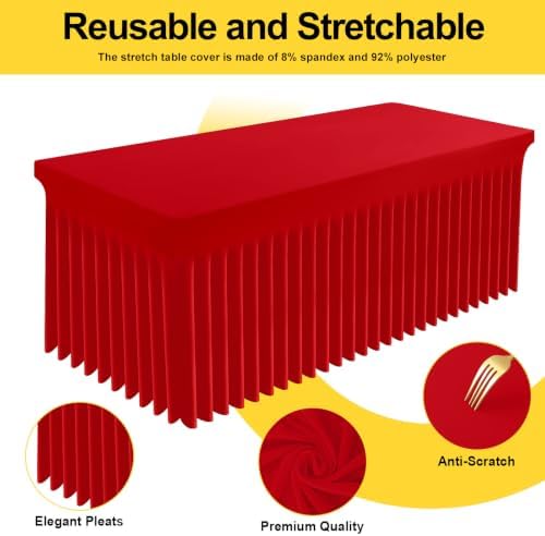 Smiry Spandex Elastic Fitted Table Cloth Skirt for 8FT Rectangle Table - Image 4