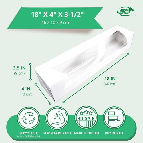 SCT Bakery Automatic Window Bakery Box, Donut Box & Pastry Box (200 Pack), 18 x 4 x 3-1/2 Inch, White Food Tray with Viewing Window, Grease & Moisture Resistant, Recyclable & Compostable, 24323 - Image 2