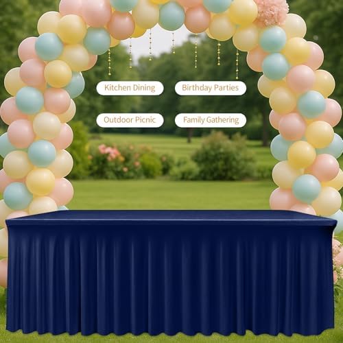 Deep Dream 6 Pack Navy Blue Spandex Fitted Tableclothes for 6 Foot Rectangle Tables, Wrinkle Free 6FT Fitted Table Cover, Stretch Tablecloth Table Skirt for Party, Banquet, Wedding and Events - Image 5