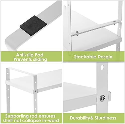 Across-Star Expandable Cabinet Shelf Organizer Rack, Stackable Kitchen Counter Storage Shelves Stand, Adjustable Height Pantry Shelf Spice Rack (White, 1 Pack) - Image 6