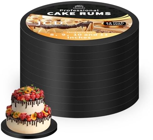 10packs Cake Boards 12 Inch Round,1/2" Thick Cake Drum, Cake Board Food Grade Cake Base, White Cake Cardboard Circles Bases para Pasteles for Wedding & Party & Pizza Desserts（Black 12inch/10pcs） by JCD