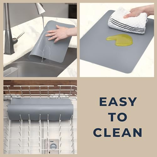 GASARÉ, Extra Large, Thick, Silicone Mat for Kitchen Counter, Heat Resistant Mat, Countertop Protector, Non-Slip, Easy to Clean, Cuttable, 16 x 12 Inches, Gray - Image 4