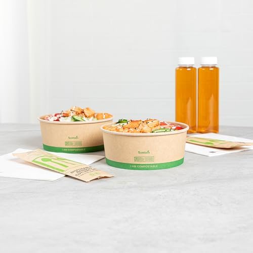 Restaurantware Compostable Paper Food Containers 50 Pack Of 37 oz BPI-Certified Round Kraft Salad Bowls Disposable Grease-Resistant Meal Prep Take Out Containers For Ice Creams, Soups, Snacks - Image 4