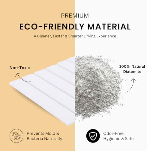 2-In-1 Stone Dish Drying Mat Set For Kitchen Counter. New Collapsiable Space Saving Diatomaceous Earth Stone Dish Mat 23.6"(L)x15.3"(W) + Faucet Protector 23.6"(L)x4(W)- Ultra Absorbent Non-Slip-White - Image 6