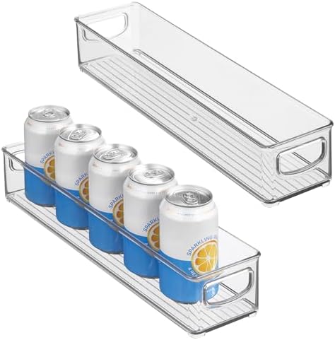 iDesign Slim Clear Plastic Storage Bin, Extra Long Narrow Stackable Organizer for Kitchen and Pantry, 2-Pack by iDesign
