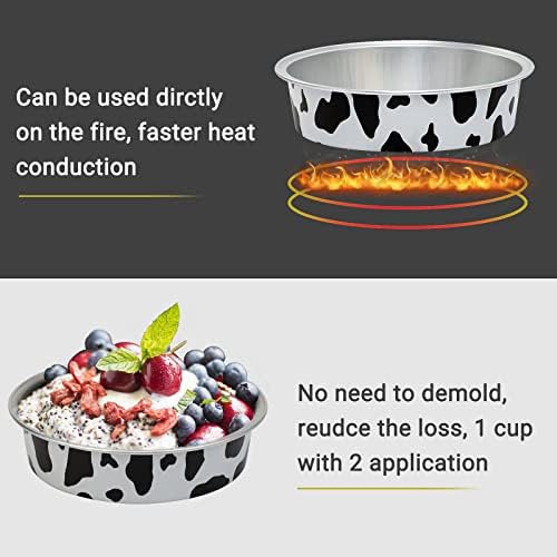 Beasea 4” 20 Pack Mini Tart Pans With Lids, Cow Print Aluminum Pie Pan 8 Oz Pie Pan Tin Tart Cupcake Disposable Pans for Pizza Pies Quiche - Image 3