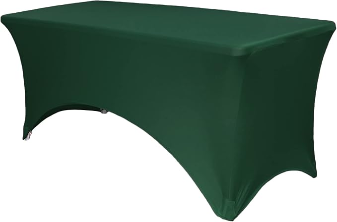 YOUR CHAIR COVERS - 4ft Hunter Green Rectangular Spandex Table Covers Fitted Tablecloth Wedding Event Patio Decorations Elastic Fabric Stretch for Folding Table by YourChairCovers
