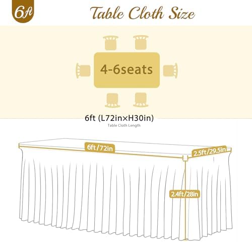 6 Pack Baby Blue Spandex Tablecloths for Rectangle Tables 6 Foot Blue Stretch Table Cloth Rectangle 6ft Elastic Fitted Table Cover with Skirt for Wedding Baby Shower Boy Birthday Party Banquet Buffet - Image 5