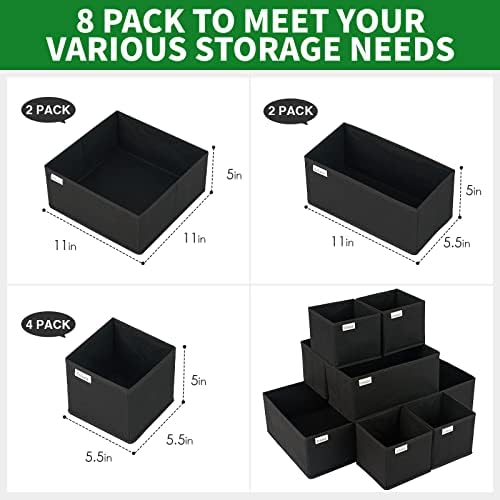 Criusia Drawer Organizer Clothes, 8 Pack Underwear Drawer Organizer, Foldable Cloth Storage Box Closet Organizers and Storage for Clothes, Socks, Scarves, Ties (Black) - Image 3