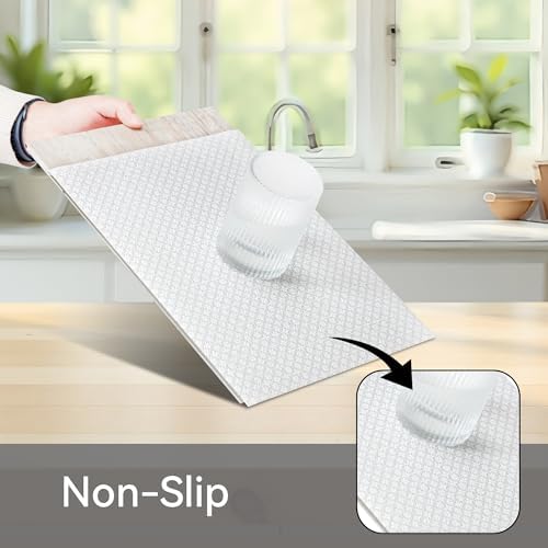 FIFTY FEET 18"x96" Non-Adhesive Shelf Liner for Kitchen Cabinets and Drawers, Washable Non-Slip PVC Cabinet Liner (White Circle)(10 Roll) - Image 2