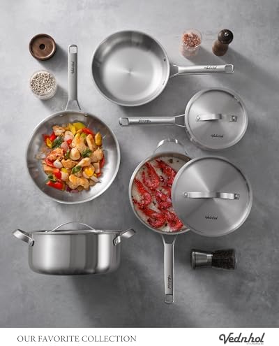 Stainless Steel Frying Pan Set with Lids 8+10+12 Inch,Tri-Ply Stainless Steel Skillets,Brushed Steel Pans with Stainless Steel Lids,Oven&Dishwasher Safe,Induction Compatible - Image 6