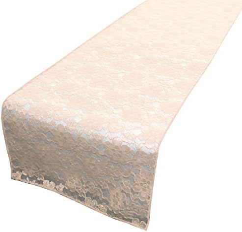 Zen Creative Designs 10 Pack Floral Lace Table Runner Sheer Lace Event Party Wedding Table Decor (12" by 108", Champagne) by ZenCreativeDesigns
