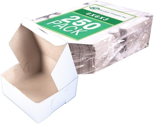 Southern Champion Tray 0905 Premium Clay Coated Kraft Paperboard White Non-Window Lock Corner Bakery Box, 6" Length x 6" Width x 3" Height (Case of 250) - Image 2