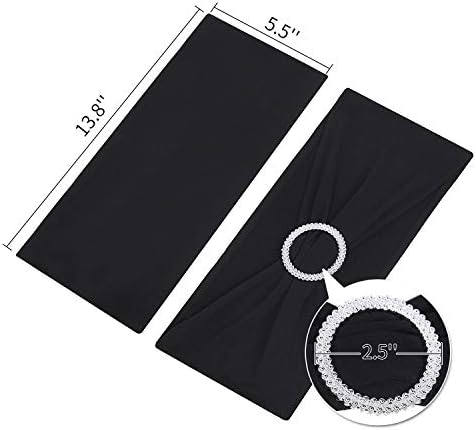 Peomeise 25pcs Black Spandex Chair Sashes with Buckle Slider for Wedding, Party Decoration - Image 4