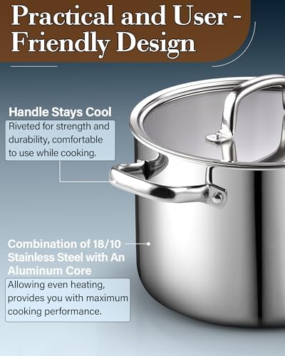 Cook N Home 7-Piece Tri-Ply Clad Stainless Steel Cookware Pots & Pans Set - Image 6