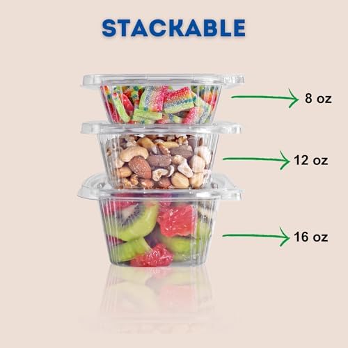 8oz RPET Clear Hinged Lid Tamper Evident Container - durable, stackable, to go box - 240pcs - Image 5
