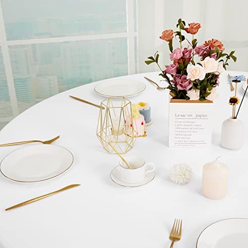 8 Pack White Round Tablecloths, Diameter of 132 inch - Image 6