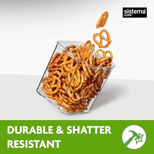 Sistema Tritan Ultra Airtight Pantry & Kitchen Storage Containers, 3-Pack, Clear Stackable Square Food Storage, BPA-Free, Dishwasher & Freezer-Safe (Microwave-Safe Without Lid) - Image 3