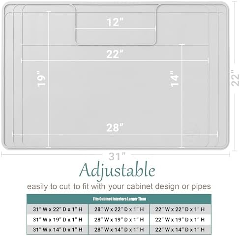 The Original Under Sink Mat - Silicone Waterproof mat, Trimmable, Easy to Clean, Kitchen cabinet liner, Under sink protector mats, Drip Tray with Lip - 31" x 22" or smaller - Image 2