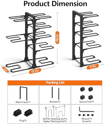 MUDEELA 8-Tier Heavy-duty pan organizers inside cabinet, 20.8" H Black - Image 6