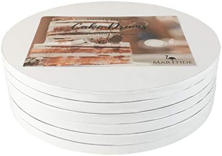 6 Inch Cake Board Drums Round, 6-Pack, White, Sturdy 1/2" Thick for Heavy Or Multi-Tiered Cakes by Maritide