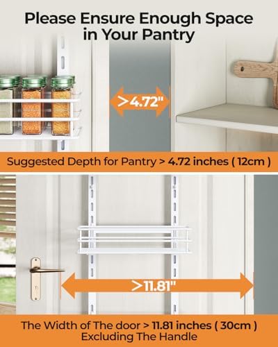 6-Tier Narrow Pantry Door Organizer,Over the Door Pantry Organizer,White - Image 2