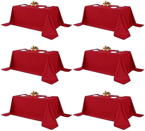Fitable 6 Pack Red Tablecloths 90x156 Inch for 8 Foot Rectangle Tables by Fitable