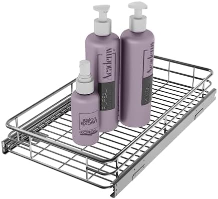JOWBOOW Pull Out Shelves For Kitchen Cabinets 11" W x 21" D, Chrome | Heavy-Gauge Wire Kitchen Cabinet Organizer, 100 lbs Capacity, Ball-Bearing Glides, Min 12" Opening, Under Sink Organizer by JOWBOOW