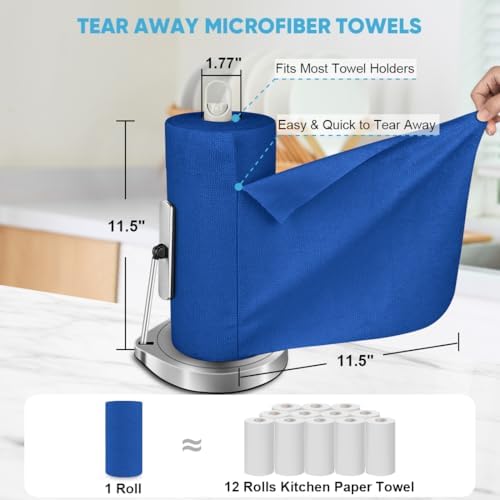 AIDEA Microfiber Cleaning Cloth Roll-75PK,Paper Towels 11.5×11.5",Dark Blue - Image 2