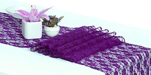 MDS Pack of 15 Wedding 12 x 108 inches Lace Table Runner for Wedding, Decorations for Birthday Parties, Banquets, Graduations, Engagements, and Runners fit Rectangle Round Table - Purple - Image 2