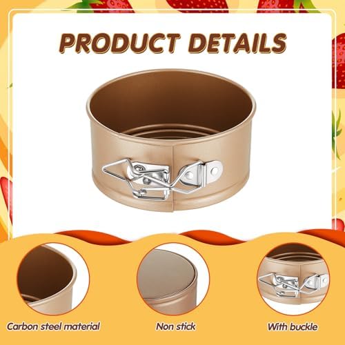Sunnyray 12 Pcs 4 Inch Springform Pans Mini Cheesecake, Gold | Removable Bottom Leakproof, Ideal for Cheesecakes Pizza Quiche Tarts, Nonstick Spring Form Baking Easy Release Round Molds - Image 3
