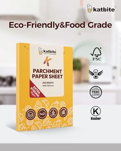 Katbite 200 Pcs Parchment Paper Baking Sheets, 12x16 Inch, Heavy Duty | Ideal for baking cookies, cooking, frying, air fryers, grilling racks and oven use - Image 4