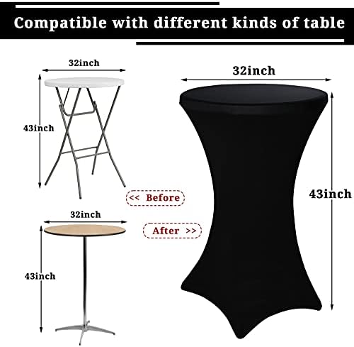 Pesonlook 10 Pack Black Cocktail Spandex Table Cover,32x43 Inch - Image 4