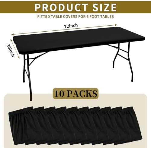 10 Pack Stretch Table Top Cap Cover, Black, 30" x 72" - Image 2