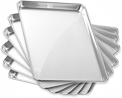 GRIDMANN 13" x 18" Commercial Grade Aluminum Cookie Sheet Baking Tray Jelly Roll Pan Half Sheet - 6 Pans by GRIDMANN