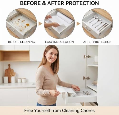 Coavas Shelf and Cabinet Liner, Easy Cut Protective, White 17.5 in x 10 ft - Image 6