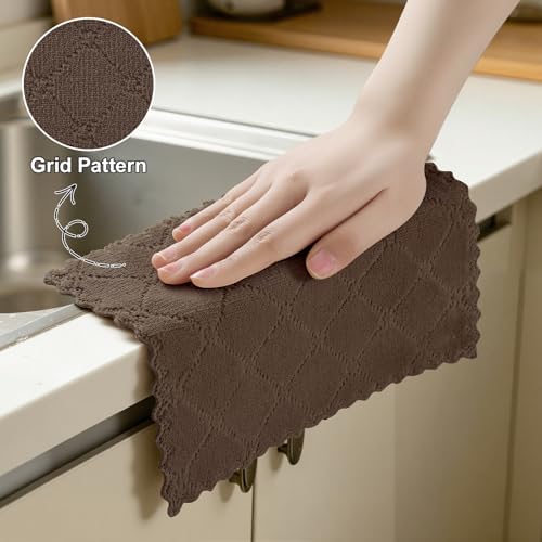 Homaxy Super Soft 18 Pack Coral Velvet Dish Cloths, 7" x 9", Brown - Image 4