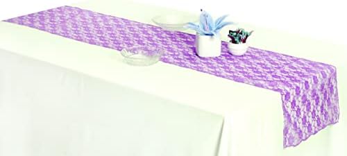 MDS Pack of 20 Wedding 12 x 108 inches Lace Table Runner for Wedding, Decorations for Birthday Parties, Banquets, Graduations, Engagements, and Runners fit Rectangle, Round Table- Lavender - Image 3