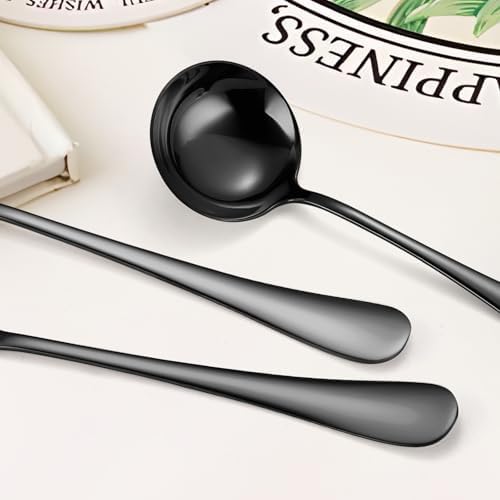 Black Utensils Catering Set 11-Piece Stainless Steel Spatula Turner Serving Spoon Fork Skimmer Ladle Cake Server Cutter, Buffet Banquet Kitchen Restaurant Hostess Set Easy to Clean - Image 3