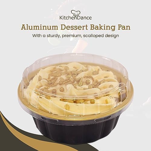KitchenDance 8 oz Disposable Round Aluminum Foil Pan with Snap-on Plastic Lid - Mini Cake Pans with Lids, Mini Cake Tins, Mini Aluminum Pans with Lids - Vibrant Colors, Sturdy Scalloped Design - A8P - Image 2