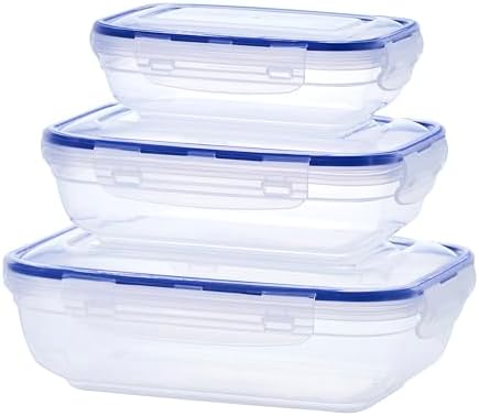 Superio Plastic Food Storage Container Set, BPA Free, Sealed Containers with Airtight Lids for Pnatry, Cupboard, and Fridge- Microwave and Dishwasher Safe (10) (3. Pack) by Superio