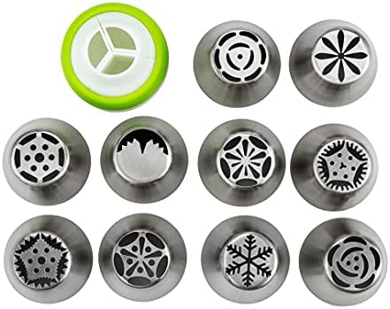 Pastry Tek Russian Piping Tips Set, 21 Piece Durable Cake Decorating Kit - 10 Piping Tips, 10 Piping Bags, Stainless Steel Piping Bags And Tips Set, 1 Tri-Color Coupler, - Restaurantware - Image 6