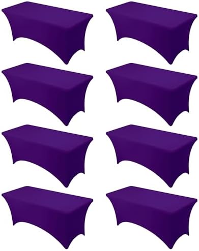 8-Pack Premium Purple Spandex Tablecloths for 6ft Rectangle Tables by DailySet
