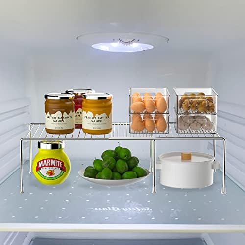 Kitchen Cabinet Expandable Shelf Organizers Set of 4, Adjustable Metal Wire Pantry Storage Shelves, Plate Dish Organizer Rack for Cabinets, Cupboard, Counter, Freezer, Countertop, Chrome - Image 2