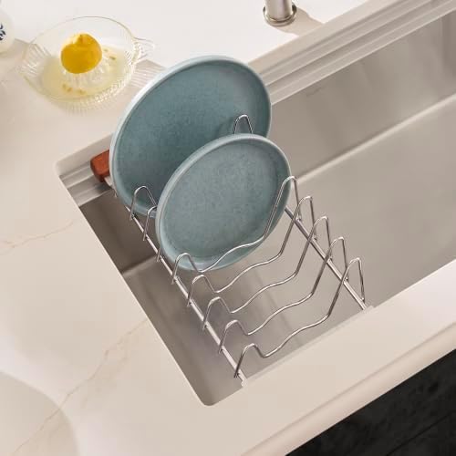 Ruvati LedgeFit Dish Drying Rack Drainer Plate Cup Holder Workstation Sink Top Sliding Accessory Stainless Steel - RVA1545 - Image 2