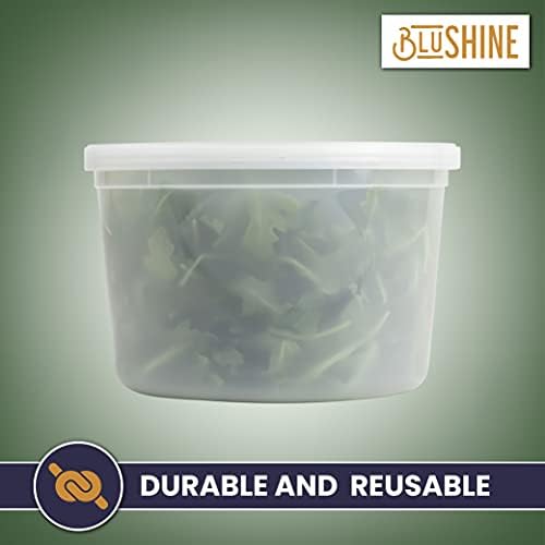 BluShine Deli Containers with Lids, Plastic Food Storage Containers | 64 oz, 12 sets Plastic Deli Food Storage Containers with Airtight Leak Proof Lids, Reusable, Microwave and Freezer Safe - Image 7