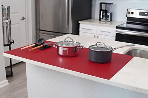 GASARÉ, Extra Large, Thick, Silicone Mat for Kitchen Counter, Heat Resistant Mat, Countertop Protector, Non-Slip, Easy to Clean, Cuttable, 40 x 23.5 Inches, Red - Image 3
