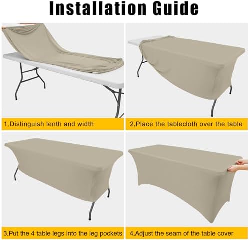 Smiry 2 Pack Spandex Table Cloth 4FT, Elastic Fitted Taupe Tablecloth - Image 5