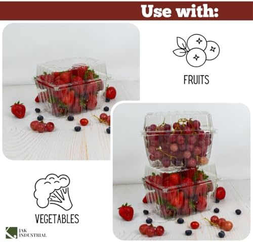 75 Pack - Quart Berry/Produce Basket - Vented Plastic Containers - for Tomatoes, Peppers, Grapes, Clementines - Image 5
