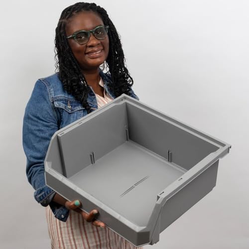 ReadySpace Extra Large Stackable Plastic Storage Bins, 4-Pack, Grey - Image 2